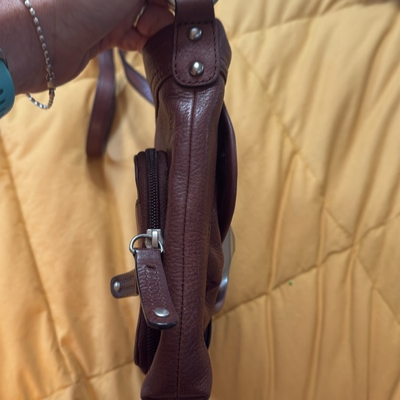 B. Makowsky Brown Leather Bag with Leopard Lining - Picture 9 of 11